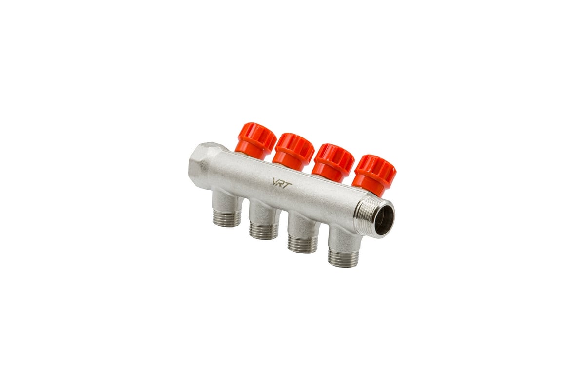 Коллектор VRT 3/4"x1/2", с регулировочными вентилями, 4 выхода 524078