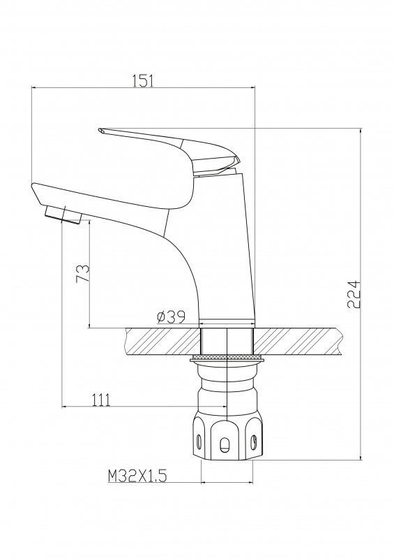 Смеситель для раковины BelBagno Gamma GAM-LVM-25-IN нержавеющая сталь