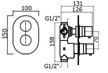 Смеситель для душа Plumberia IXO XOT5040BO, термостат, белый матовый