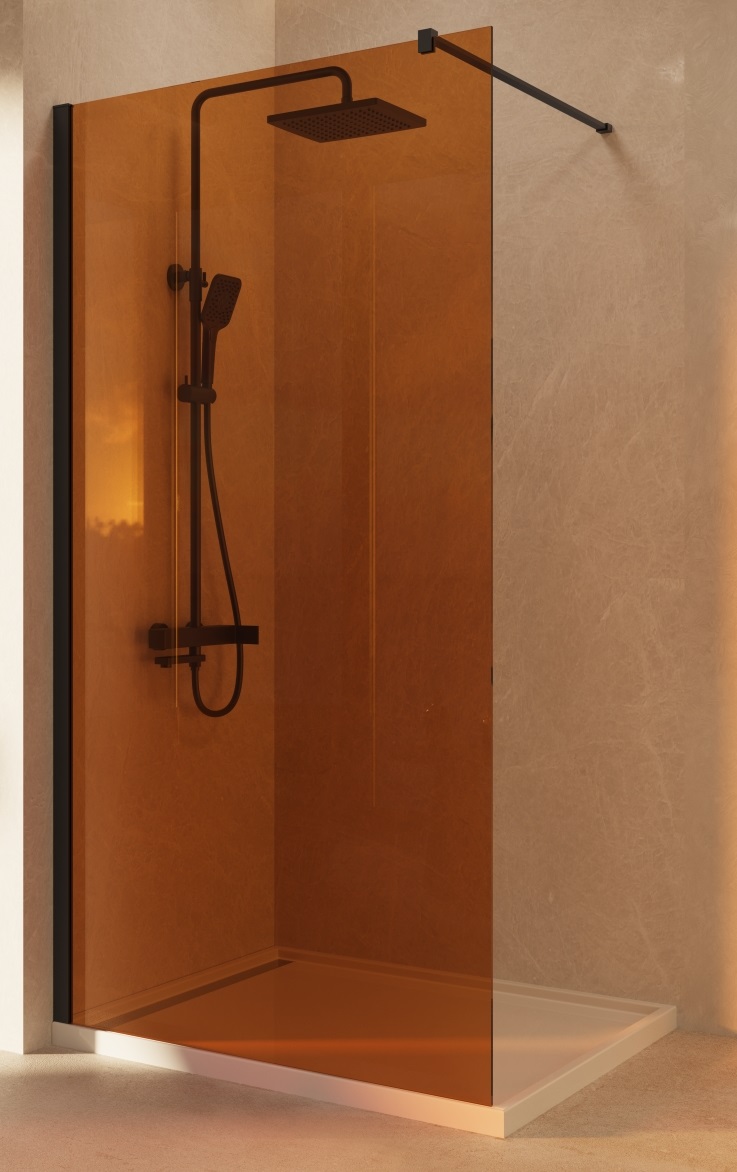 Душевая перегородка Vincea Walk-In VSW-1H100GSB 100x200 черный матовый, янтарь