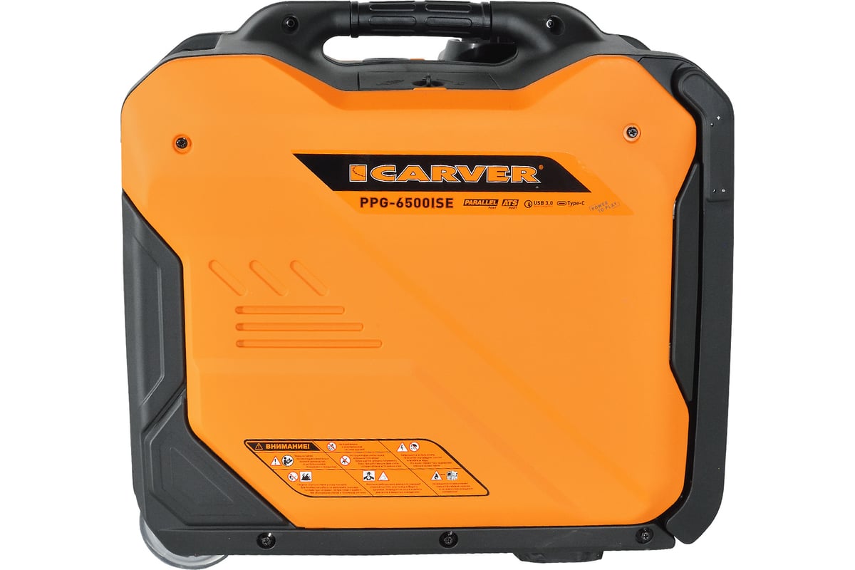 Инверторный генератор Carver ppg -6500ise 3,5/4,0квт, 220/12в, 2 роз.,usb, дисплей,колеса 01.020.00046