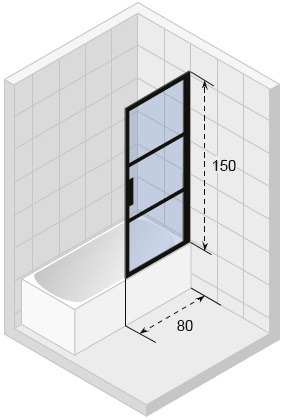 Шторка для ванны Riho Grid GB501 80 см R, с покрытием Riho Shield