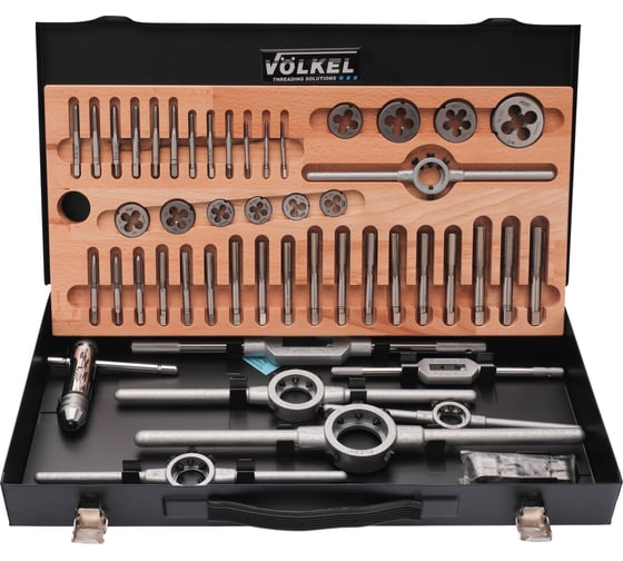 Набор метчиков и плашек VOLKEL M3-M12 HSS-G 49 предметов V48003