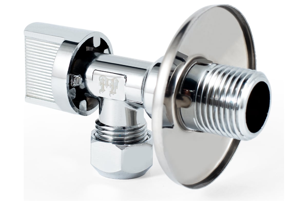Угловой шаровой кран для бытовой техники PROFACTOR PF CHROME н/цанга 1/2 дюйма х 10 мм PF BAV 357C