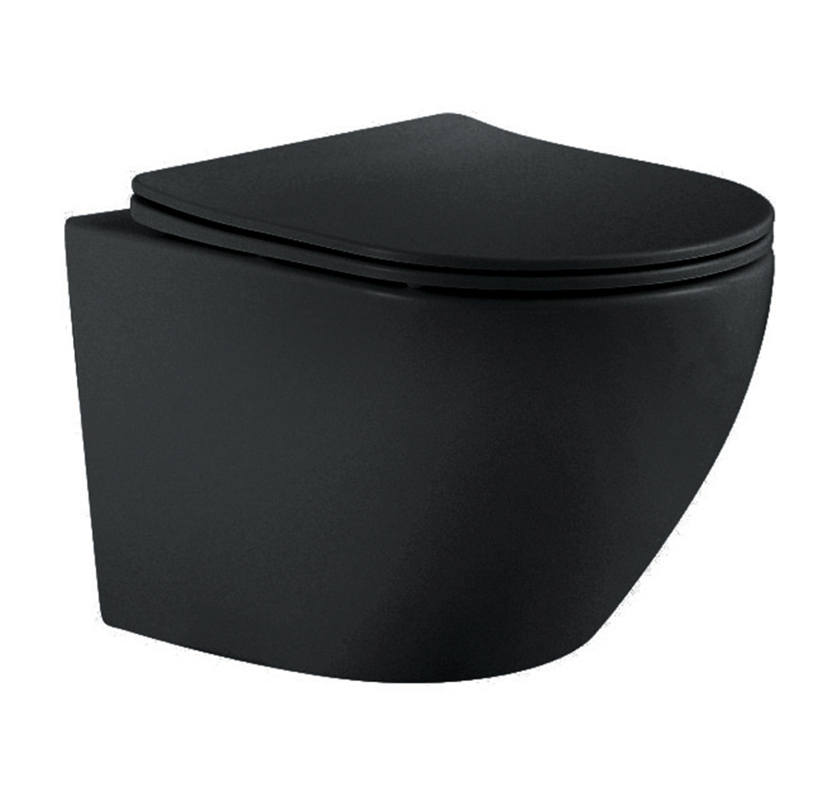 Подвесной унитаз SET Aquatek Европа MB-049 4в1, кнопка черный матовый