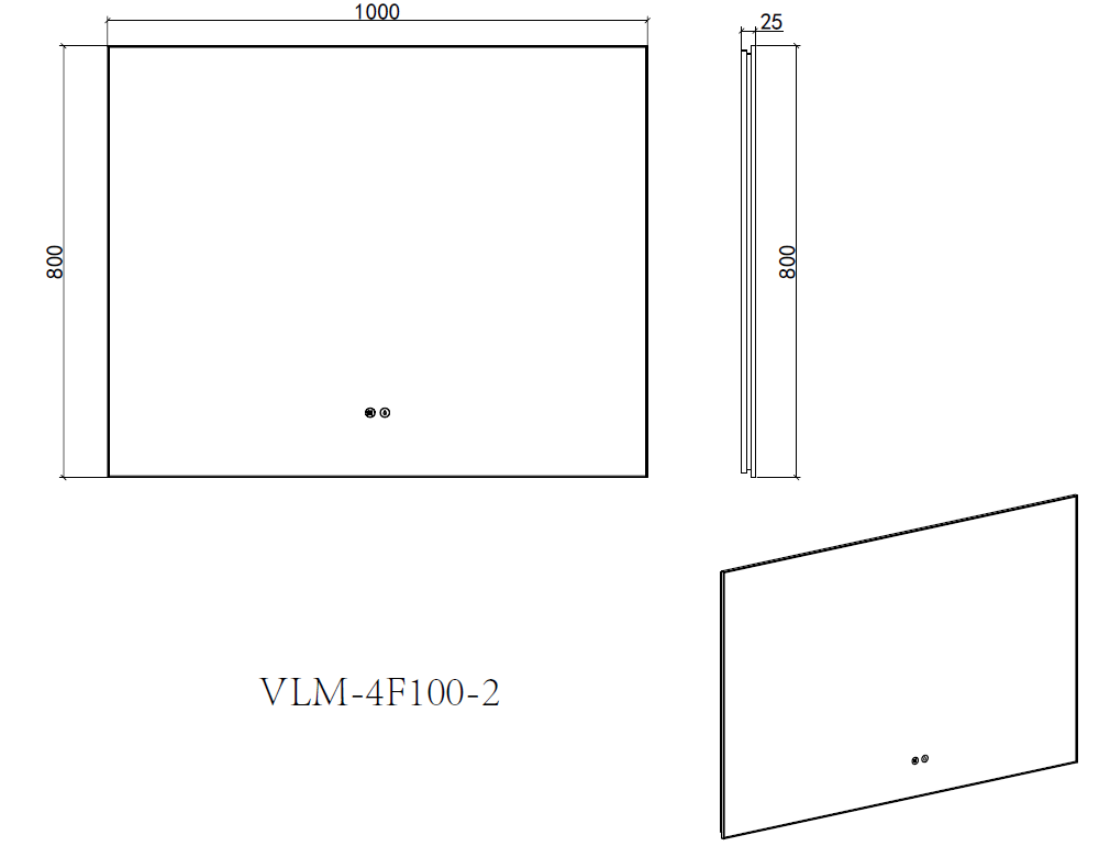 Зеркало Vincea VLM-4F100GM-2 100x80 см, сенсорный выключатель, антипар, диммер, вороненая сталь