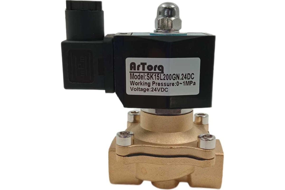 Соленоидный клапан прямого типа с мембраной принудительного подъёма ArTorq SK15L200GN.24DC 2/2 нормально закрыт, G 1/2”, корпус латунь