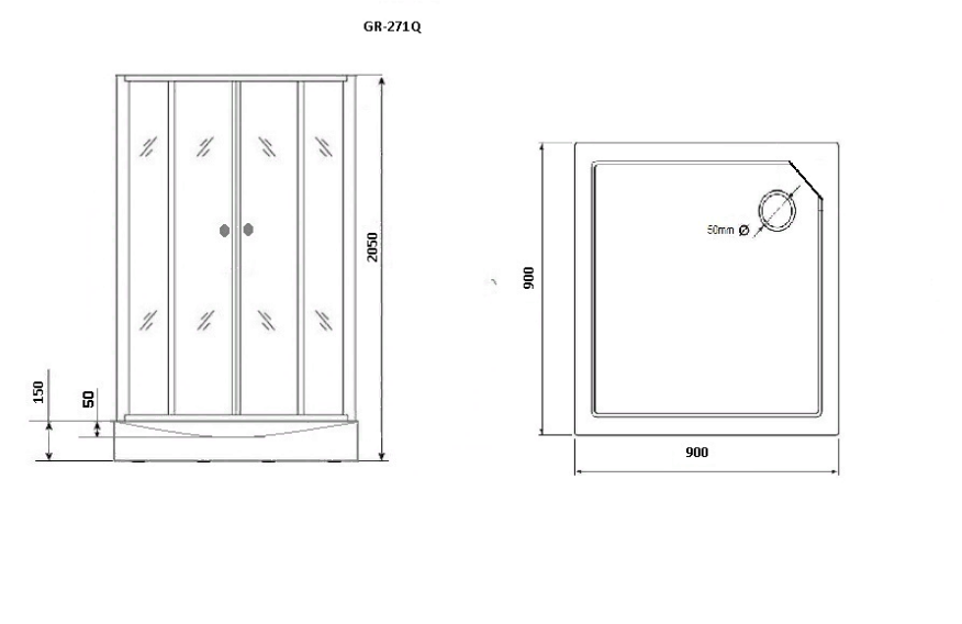 Душевая кабина Grossman GR271QR 90x90 черный, правая