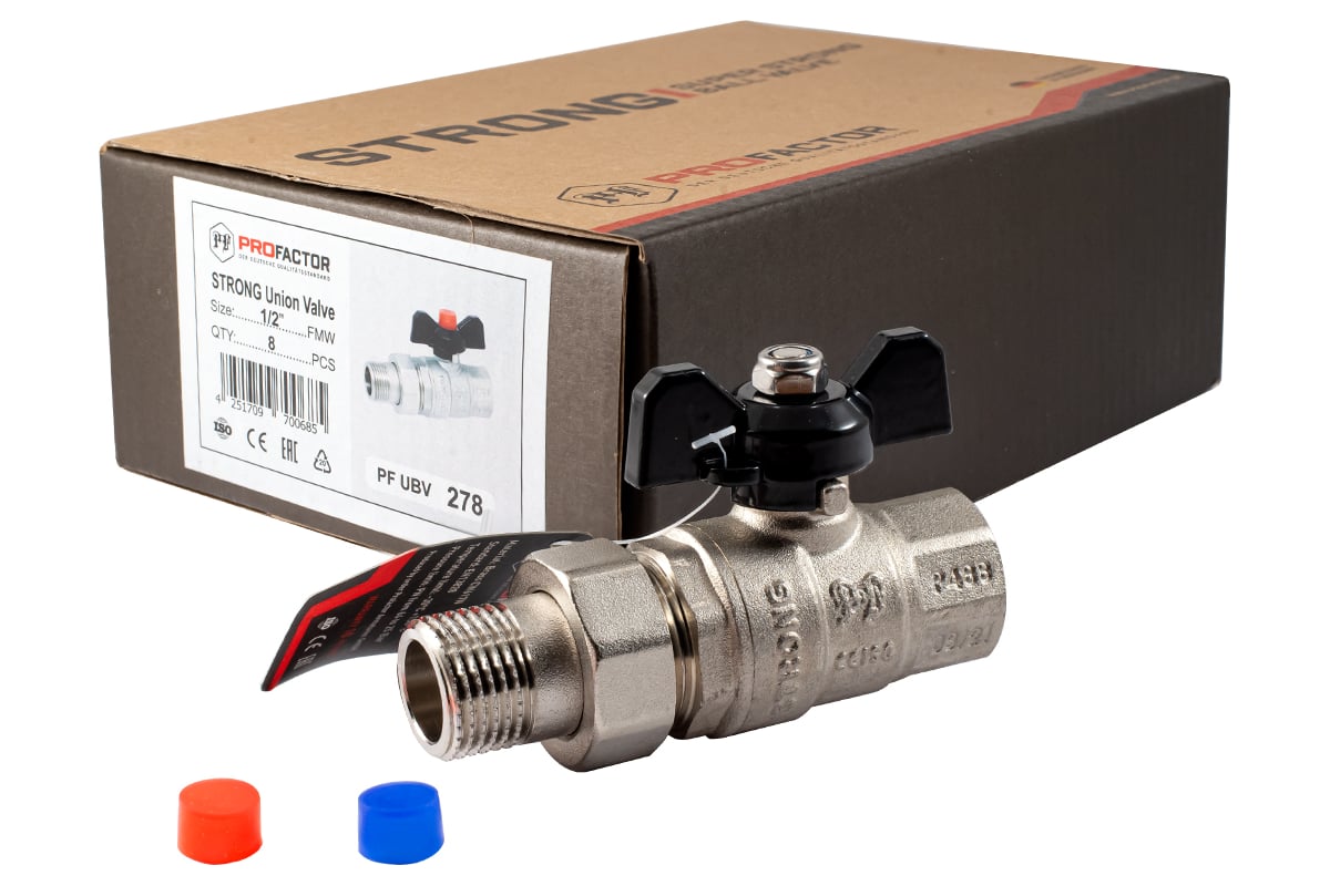 Шаровой кран PROFACTOR с полусгоном PF STRONG ручка бабочка в/н 1/2 дюйма PF UBV 278