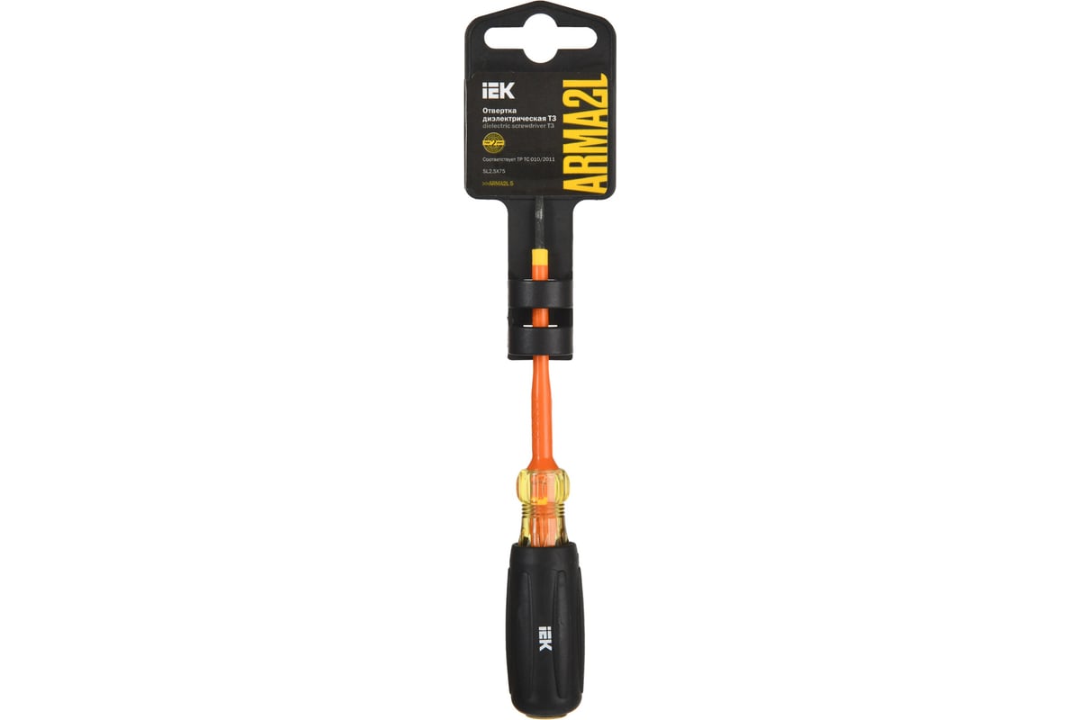 Отвертка IEK Arma2l 5 диэлектрическая sl2,5x75 т3 A2L5-SC30-T3-SL-25-075