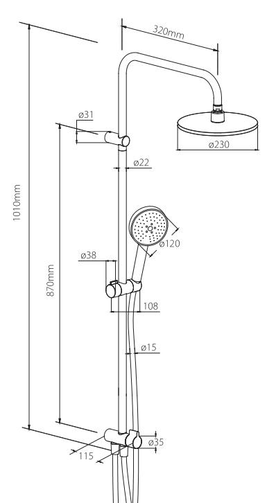 Душевая стойка Damixa Jupiter 977000 без смесителя