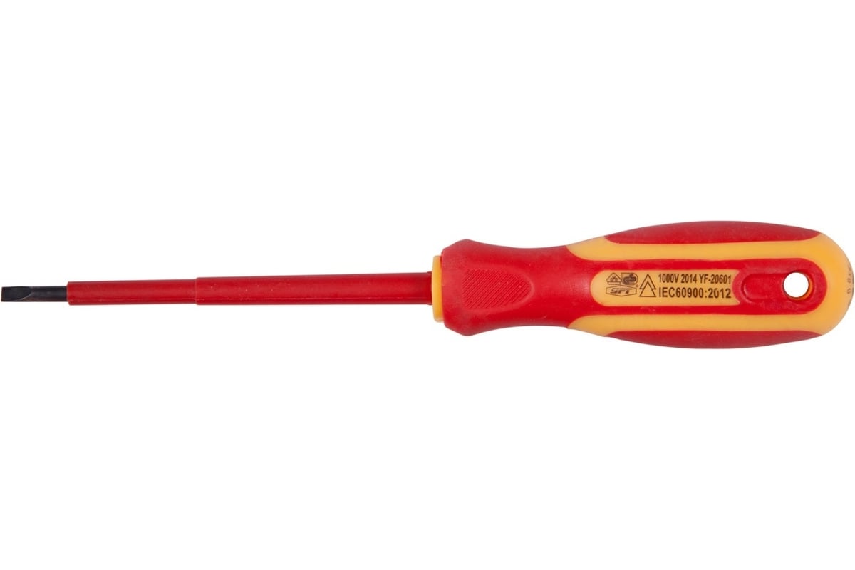 Диэлектрическая отвертка PQTools SL1.0x5.5x125 мм, двухкомпонентная рукоятка, намагниченный наконечник Лк-00002581