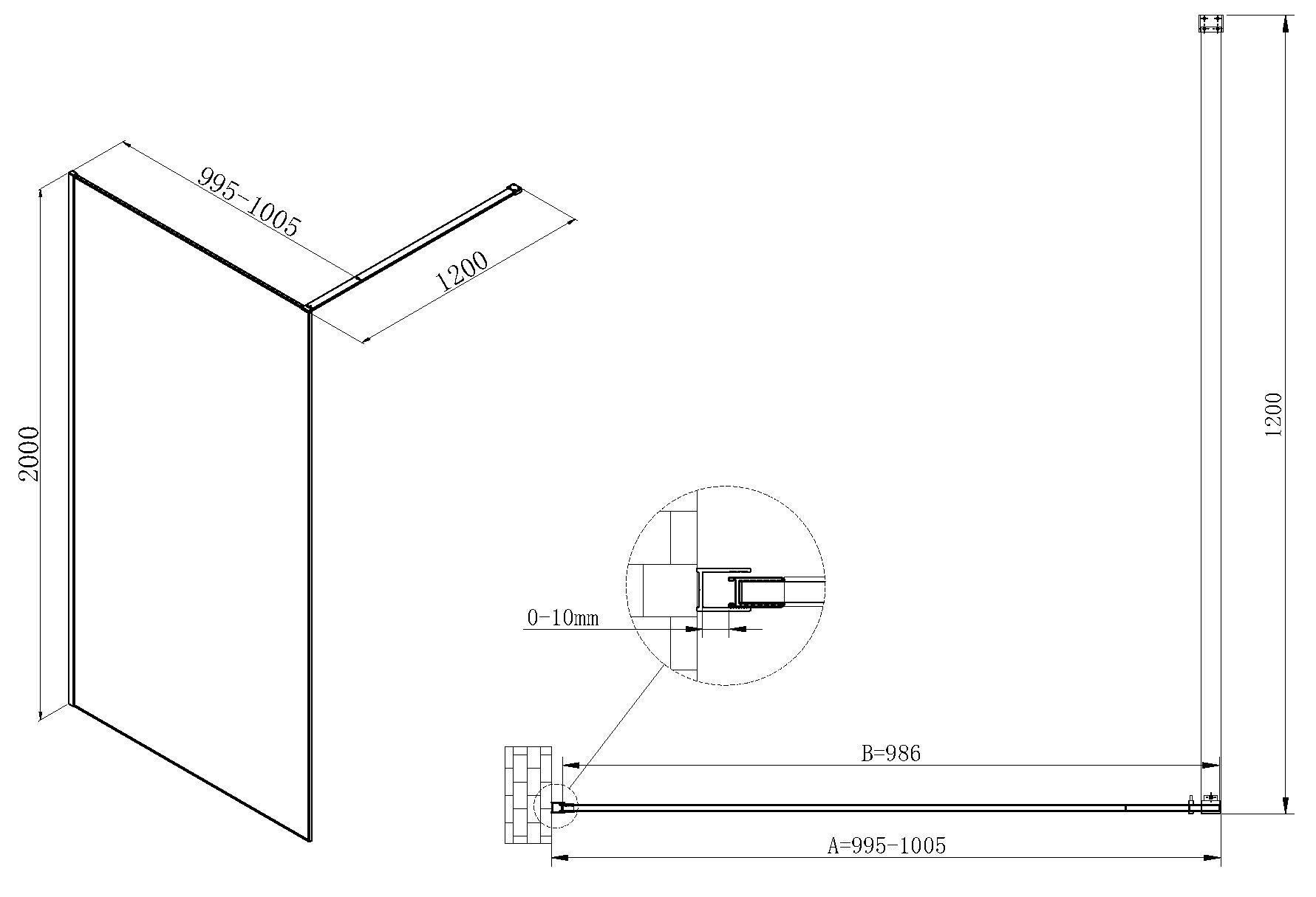 Душевая перегородка Vincea Walk-In VSW-7HS100GWG 100x200 матовое золото, с золотыми нитями