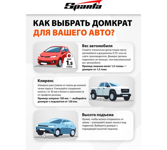 Гидравлический бутылочный домкрат Sparta Compact 2 т 150–280 мм 50331