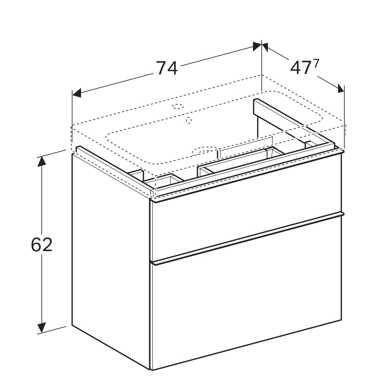 Мебель для ванной Geberit iCon 75 см белый глянец