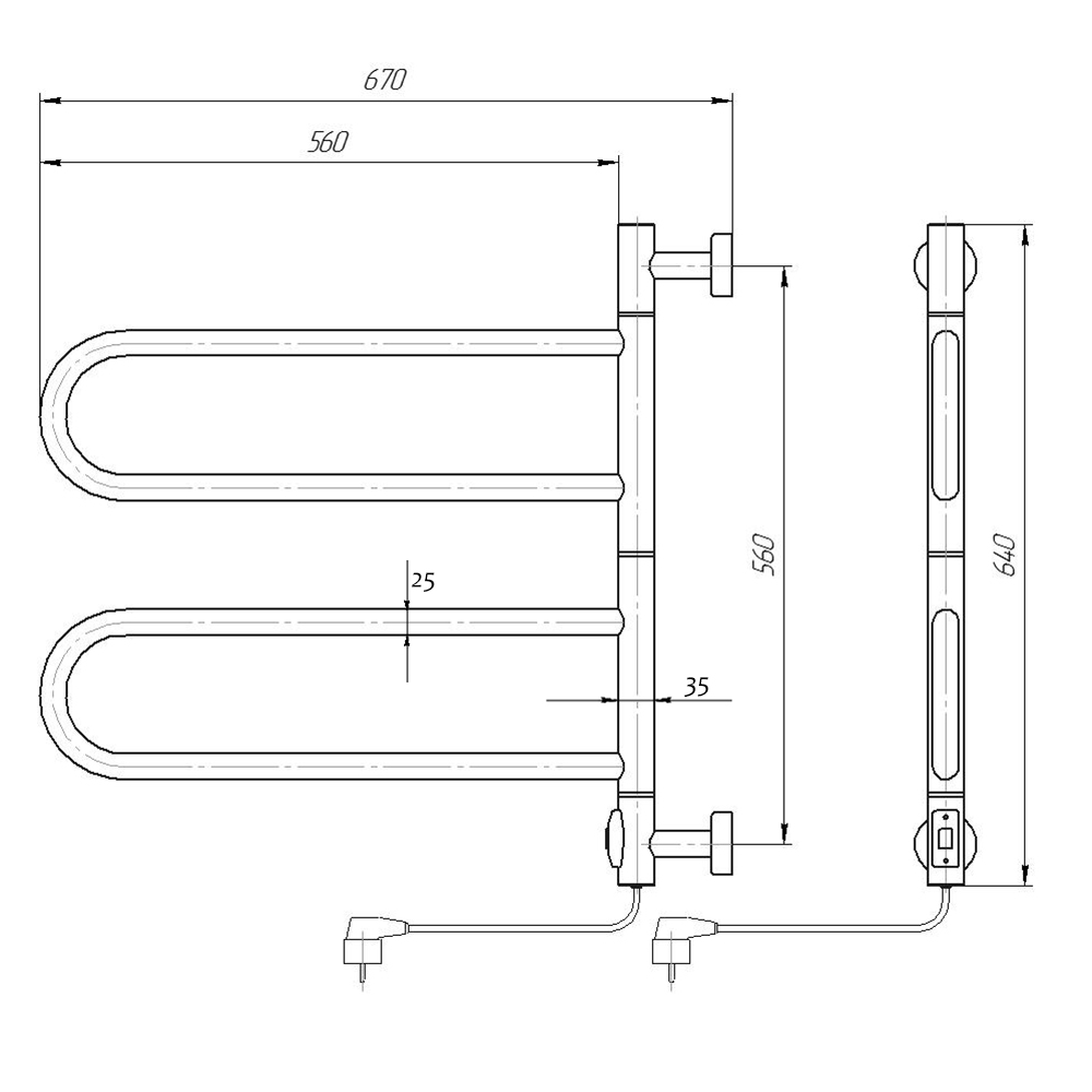 Полотенцесушитель электрический Domoterm Сальса DMT 108F П4 65x50 EK хром