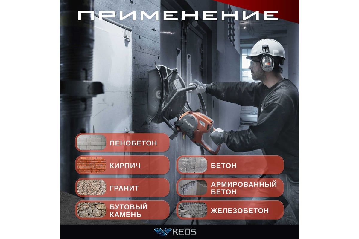Диск алмазный по бетону (350х25.4/20 мм) сегментный KEOS DBE02.350
