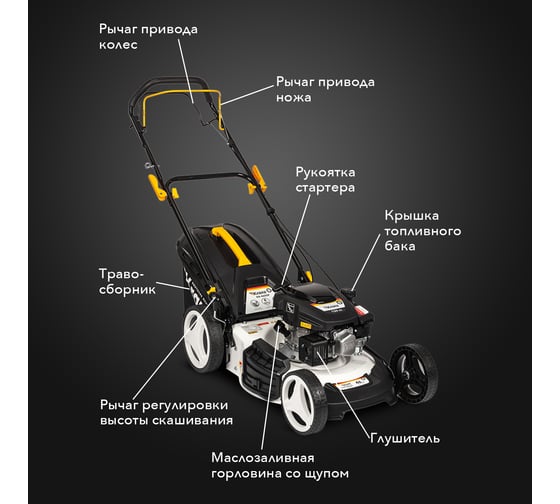 Газонокосилка бензиновая Kranz KR-460SP самоходная, 150 см3, 46 см KR-16-1231