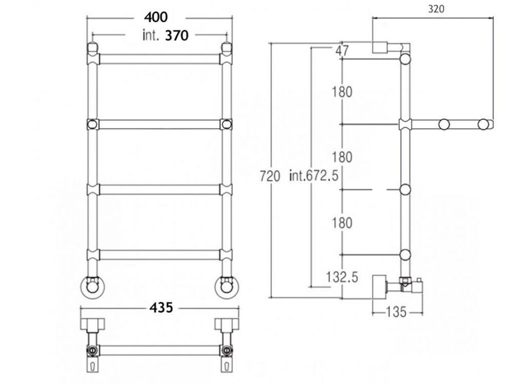 Полотенцесушитель водяной Margaroli Sole 4423704WHP 43.5x72 с полкой, белый