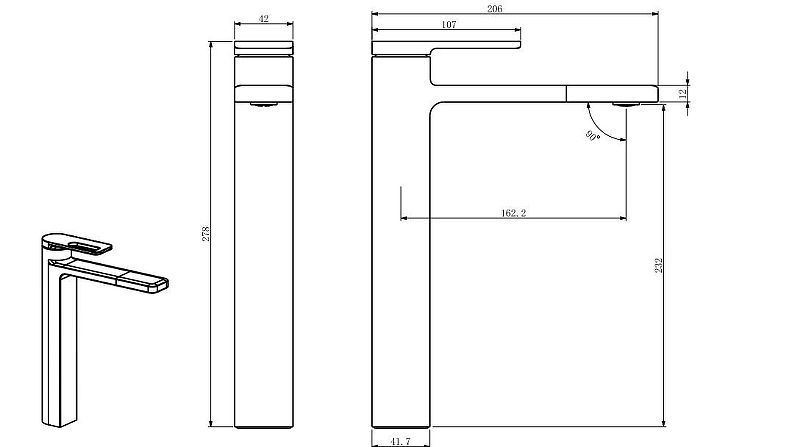 Смеситель для раковины Black&White Gravity GF-7203-С хром