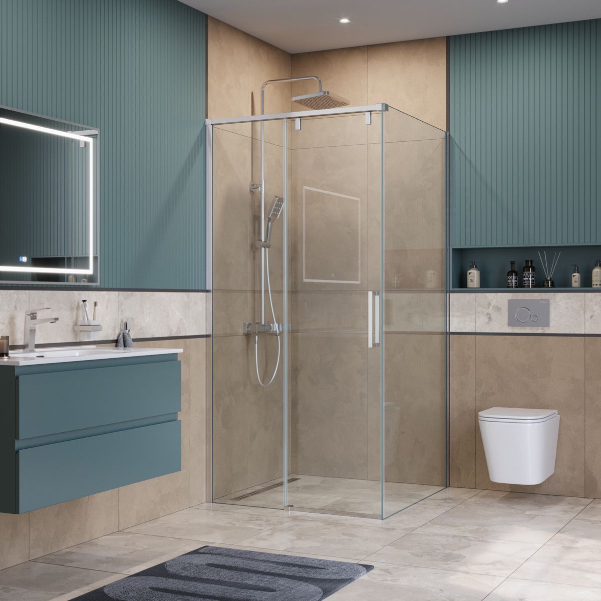 Душевой уголок BelBagno SOFT_CLOSE-1-A-1-100-C-Cr 100x100 прозрачный, хром