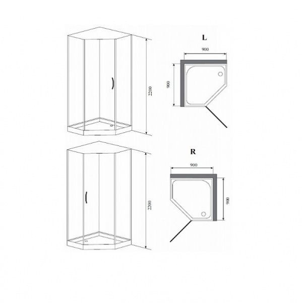 Душевая кабина Timo Premium Elta H-312L 90x90, левая