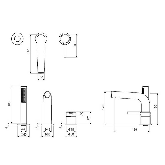 Смеситель на борт ванны Excellent Pi AREX.1233WH матовый белый