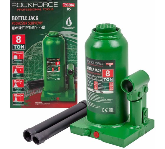 Гидравлический бутылочный домкрат Rockforce с клапаном, 8 т RF-T90804(DS)(51452) RF-T90804 DS(51452)