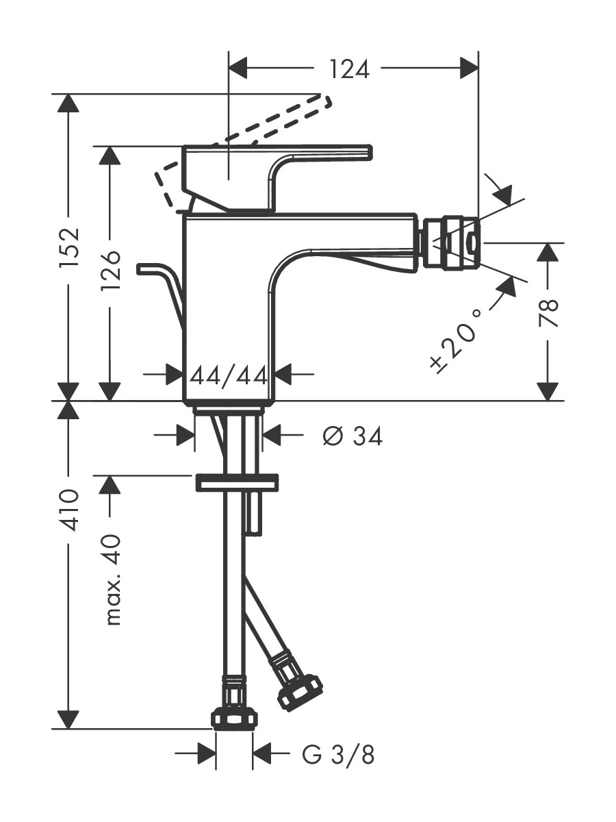 Смеситель для биде Hansgrohe Vernis Shape 71211670 донный клапан, черный матовый