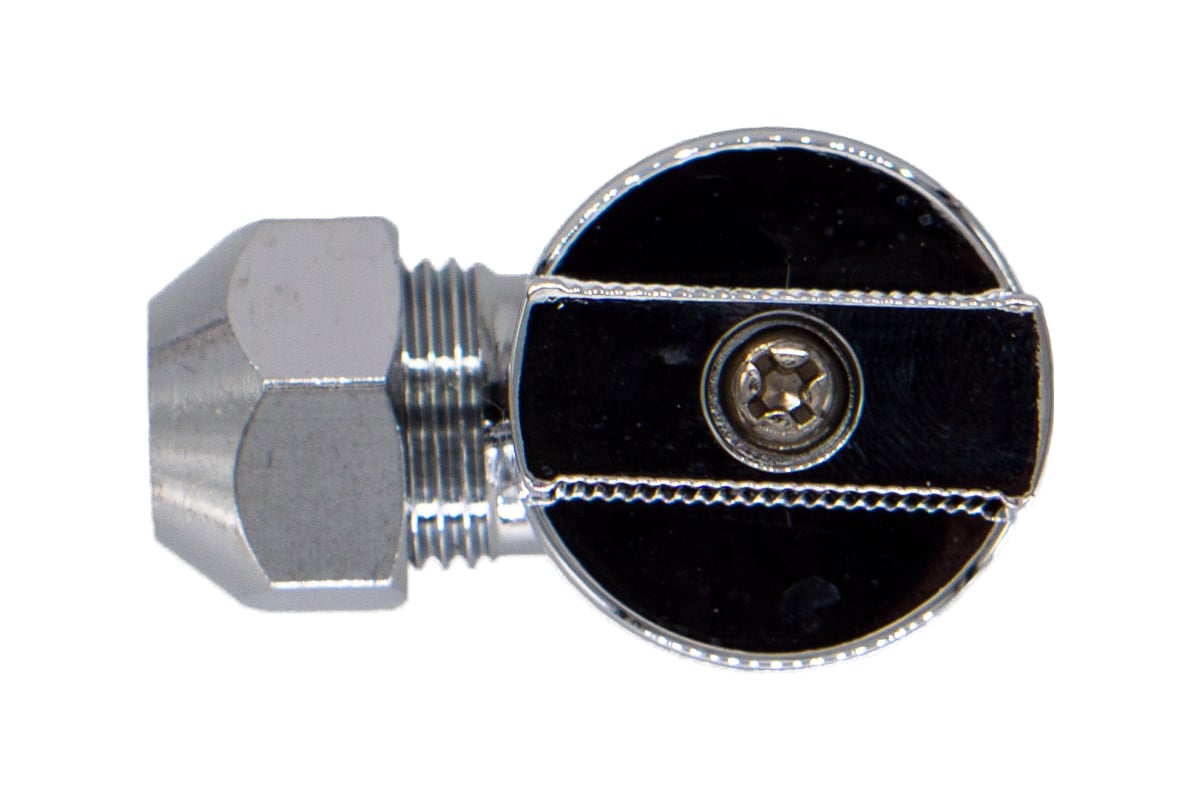 Шаровой угловой кран для воды СТМ 1/2"х3/8", ш/ш, с цангой и отражателем бабочка, хром CACR1238