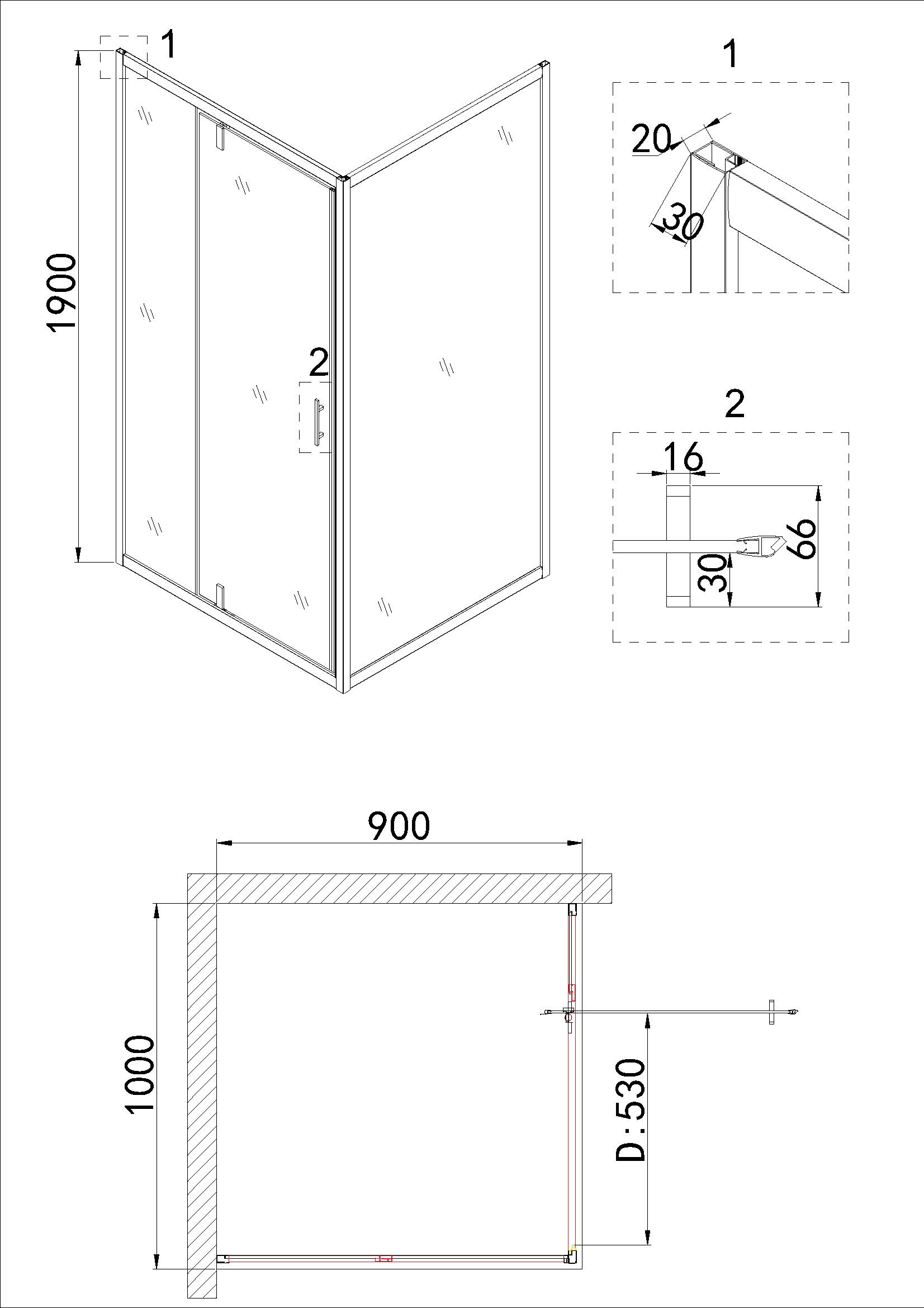 Душевой уголок Niagara Nova NG-43-10AG-A90G 100x90 прозрачный, золото