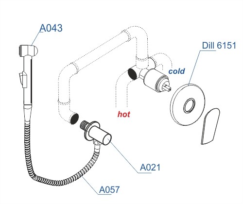 Смеситель для биде WasserKRAFT Dill A06157 со шлангом 120 см