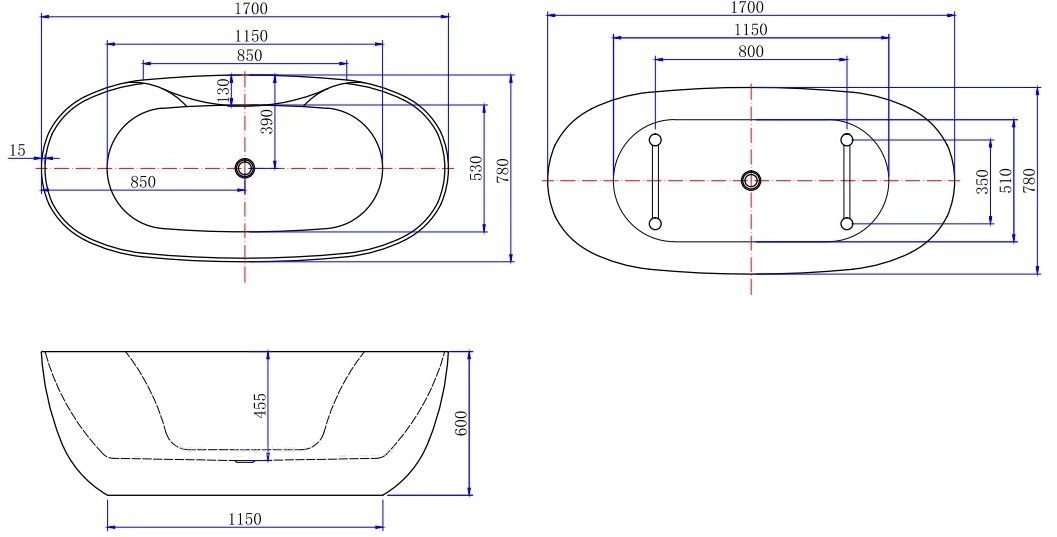 Акриловая ванна Aquanet Family Sweet 170x78 см, 155778MW белый матовый