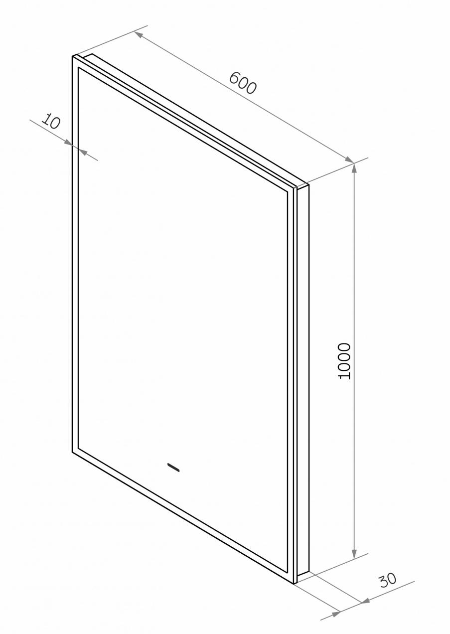 Зеркало Континент Amer LED 60x100 см с подсветкой ЗЛП1526 черная окантовка