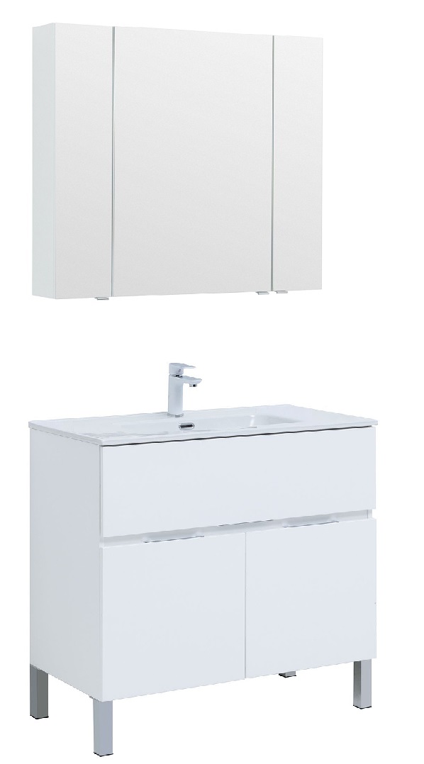 Мебель для ванной Aquanet Алвита New 90 см 1 ящик, 2 дверцы белый матовый