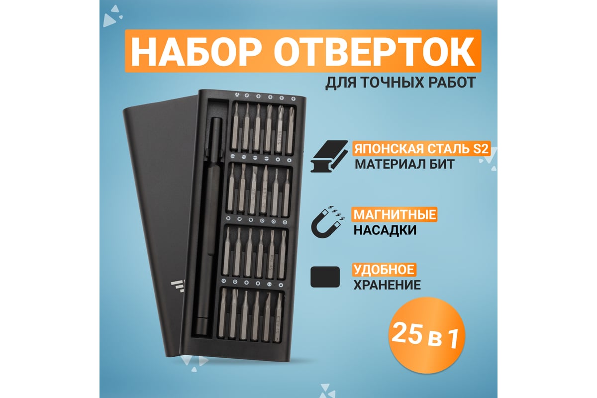 Набор отверток для точных работ Kranz RA-03, 25 предметов KR-12-4753