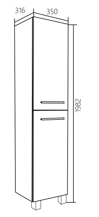 Шкаф пенал 1MarKa Соната 35Н, 2 двери, бельевая корзина, белый глянец У23259 правый