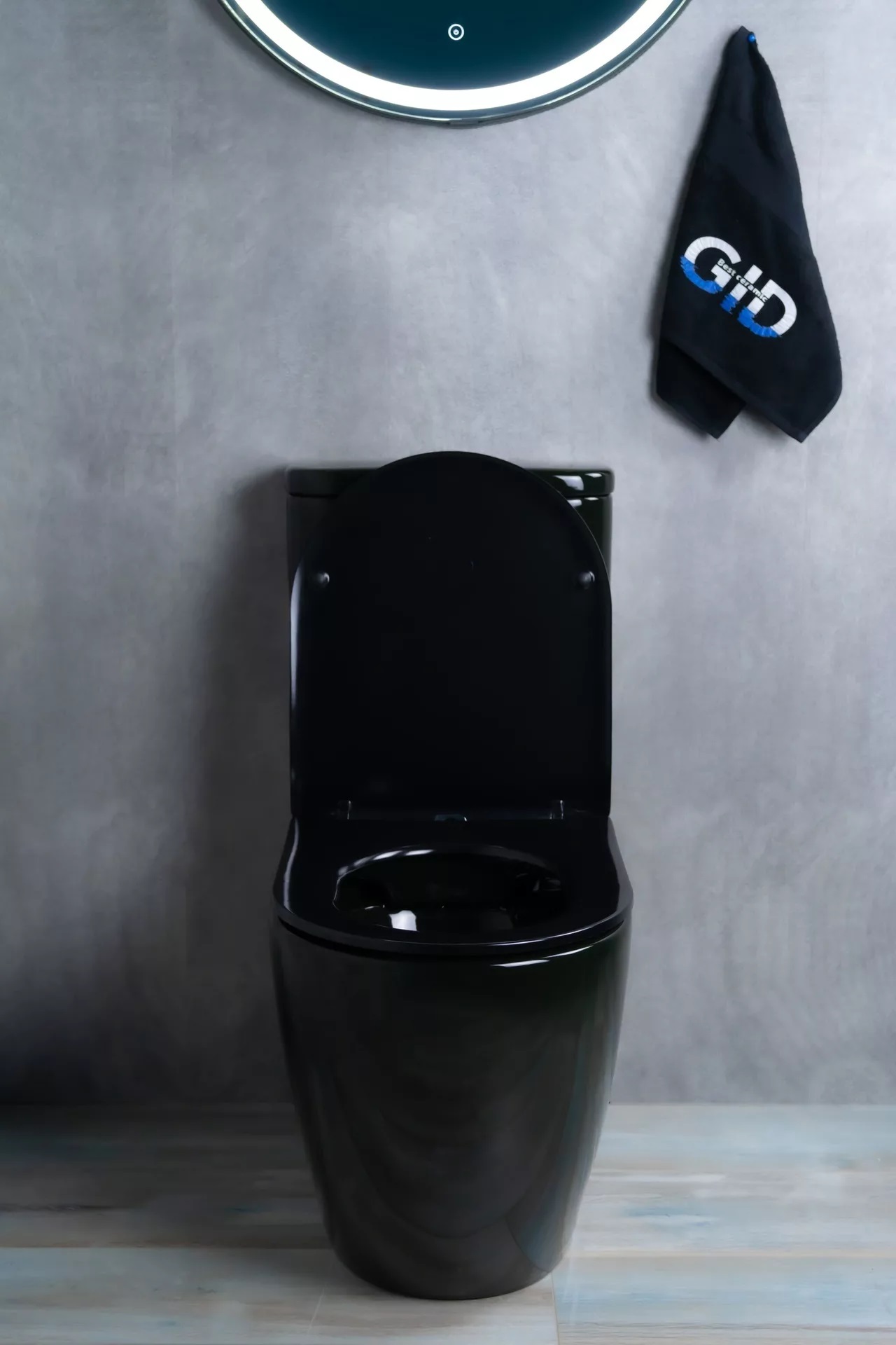 Унитаз-компакт Gid Tr2177BL безободковый, черный глянцевый