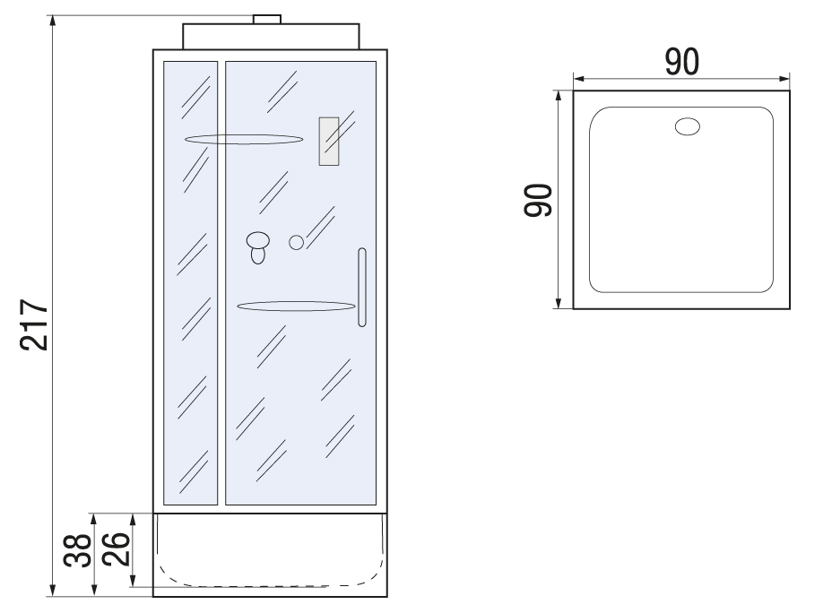 Душевая кабина River Tana Б/К 90/38 90x90 белый, прозрачное 10000003118