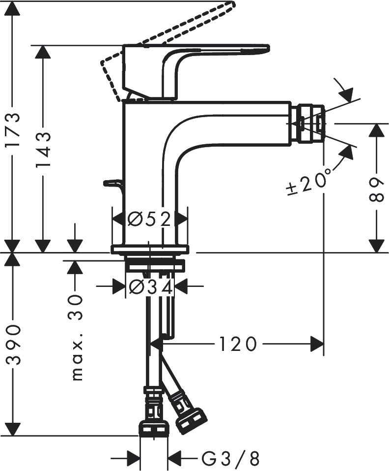 Смеситель для биде Hansgrohe Rebris S 72210000 хром