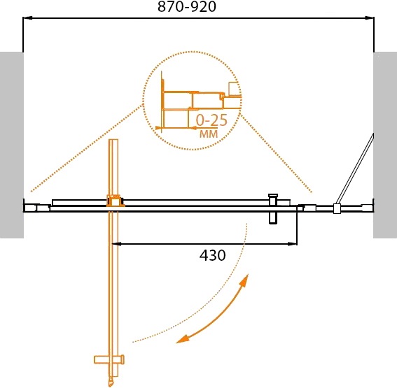 Душевая дверь Cezares MOLVENO-BA-11-70+20-C-Cr-IV 90x195 прозрачная