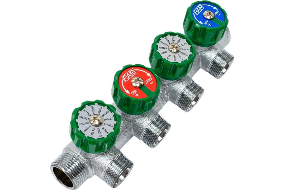 Регулируемый коллектор с 4 отводами FAR 3/4" М24х19 FK 3856 C34