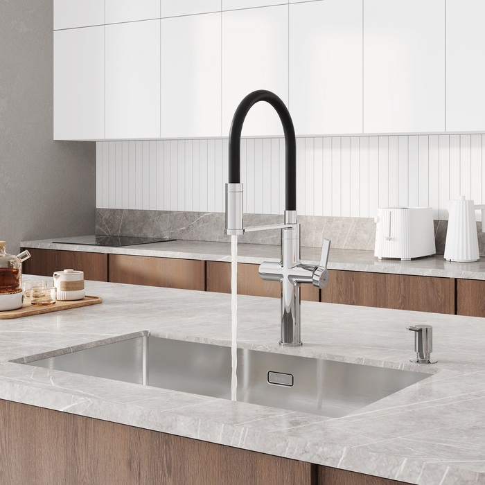 Смеситель для кухни Iddis Ikon фильтр, гибкий излив, хром