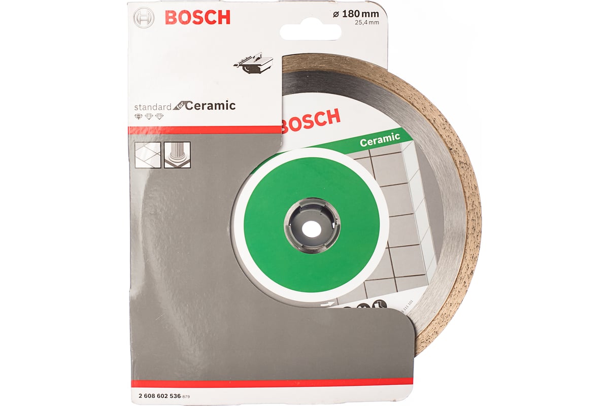 Диск алмазный отрезной STANDARD for Ceramic (180х25.4 мм) для настольных пил Bosch 2608602536