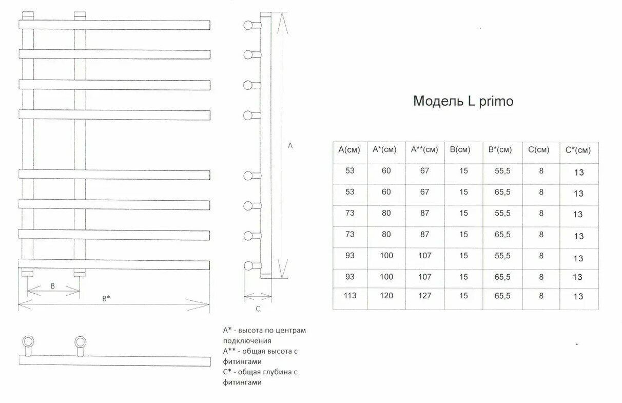 Полотенцесушитель водяной Двин L primo 55x80 хром