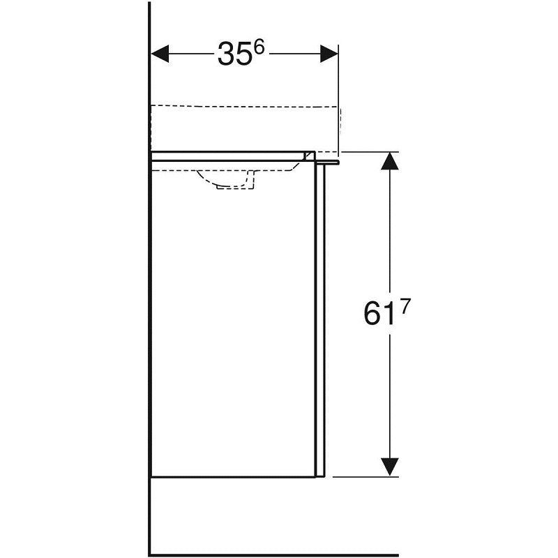 Тумба с раковиной Geberit Smyle Square 45 см, левая, орех пекан