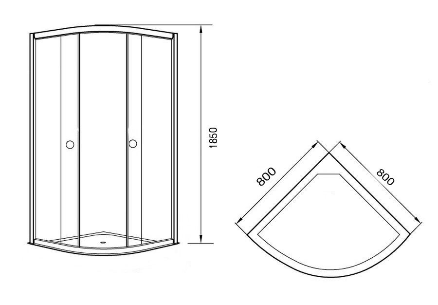 Душевой уголок Agger A01-080TCR/G 80x80 прозрачный, четверть круга