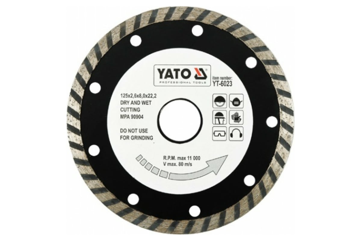 Диск алмазный отрезной универсальный TURBO (125х22.2 мм) Yato YT-6023