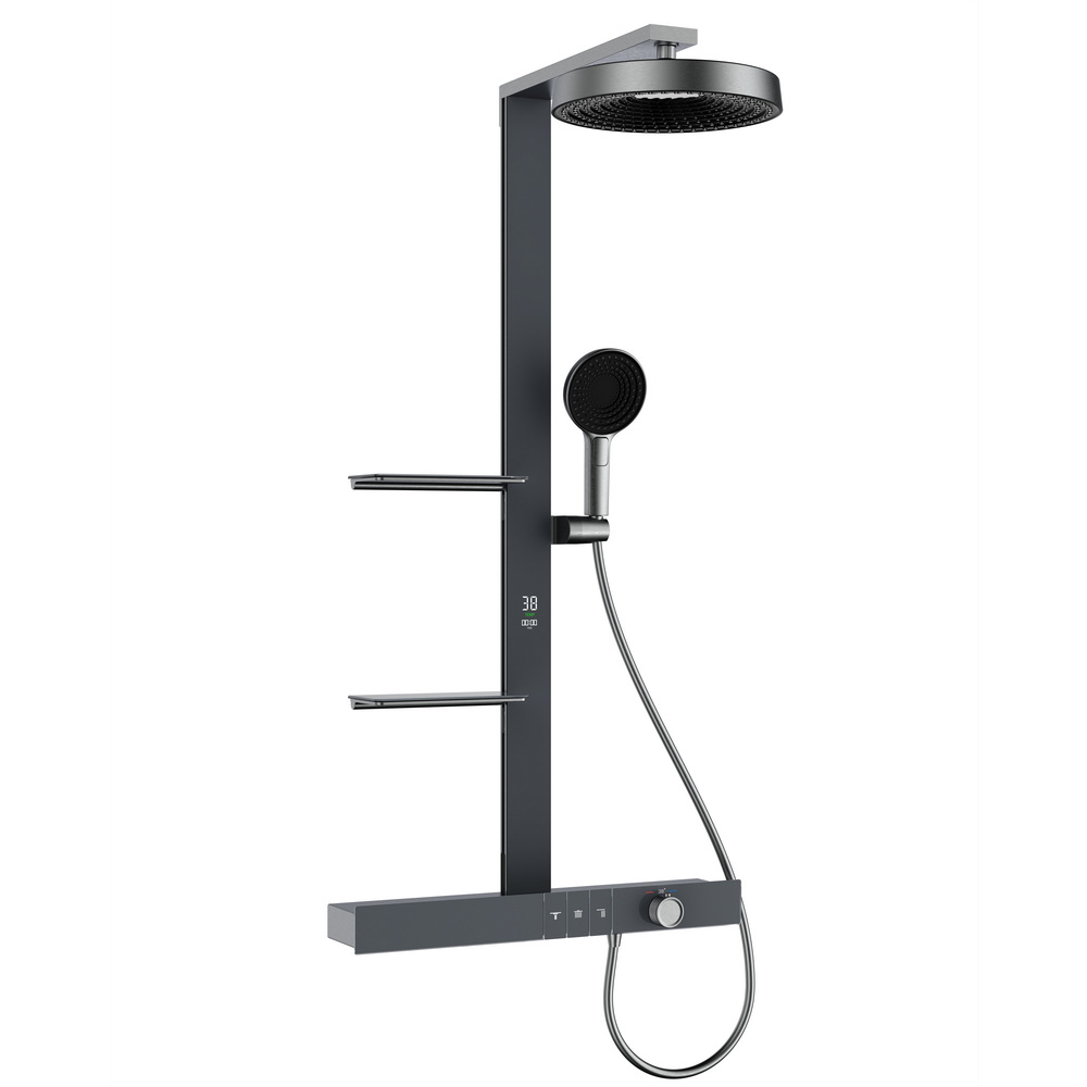 Душевая стойка Black&White Gravity GH-9005GM термостат, оружейная сталь