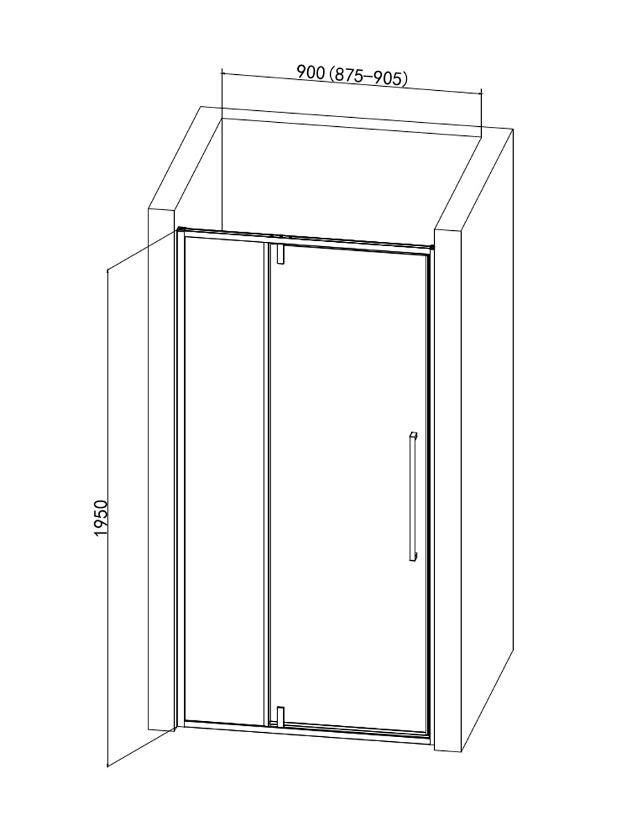 Душевая дверь AQUAme AQM7108-2-9 90x195, прозрачное, черный